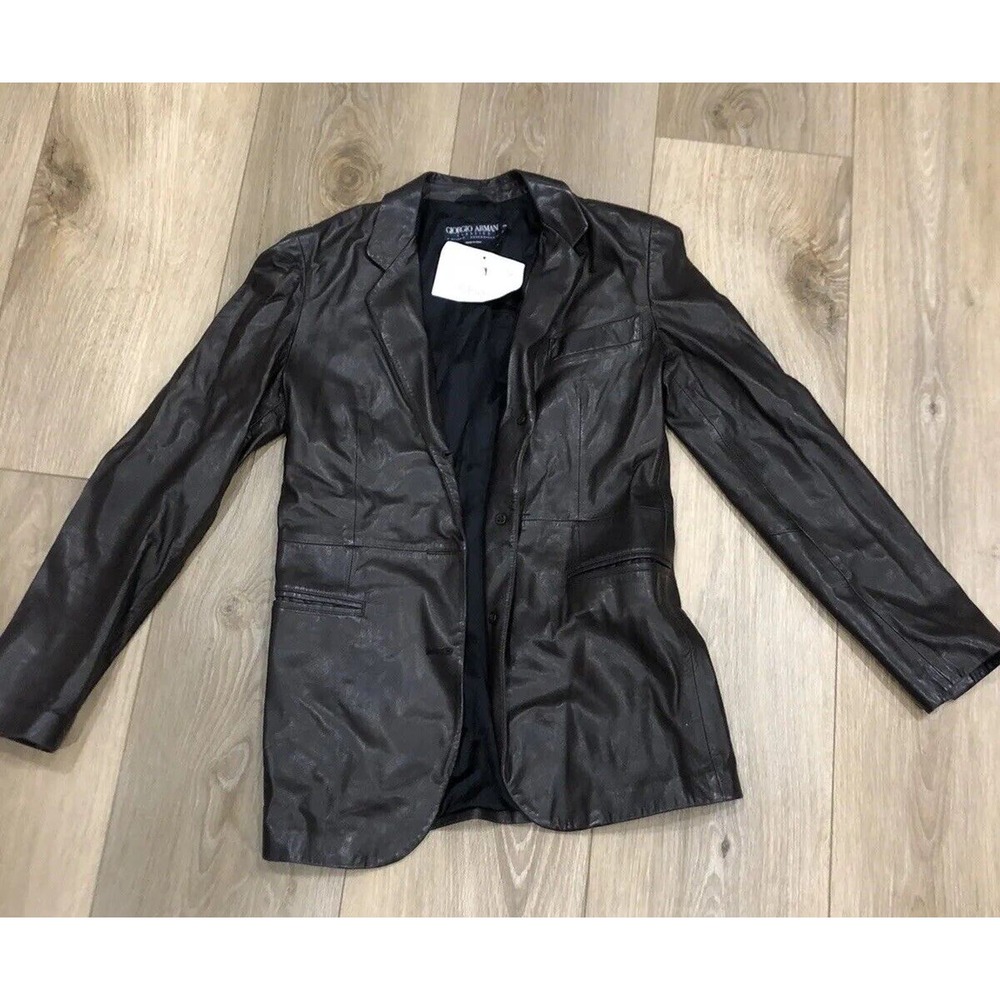 Giorgio Armani Brown Jacket Blazer Woman’s 40 Lamb Leather Italy R1